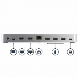 StarTech.com MST30C2HHPDU kannettavien tietokoneiden telakka ja porttitoistin Langallinen USB 3.2 Gen 1 (3.1 Gen 1) Type-C