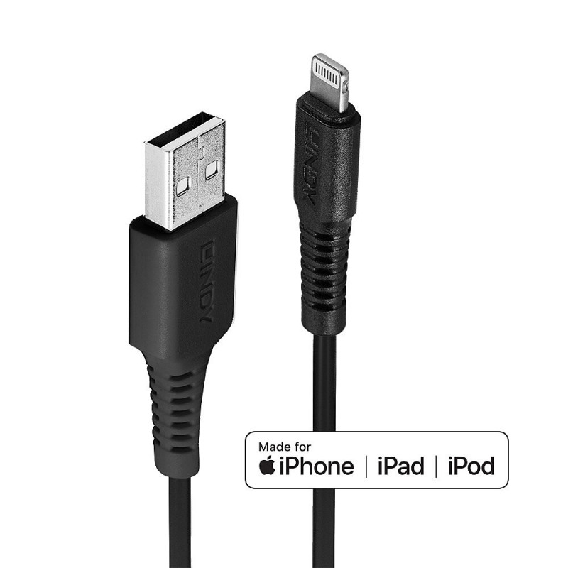 Lindy 31321 Lightning-kaapeli 2 m Musta