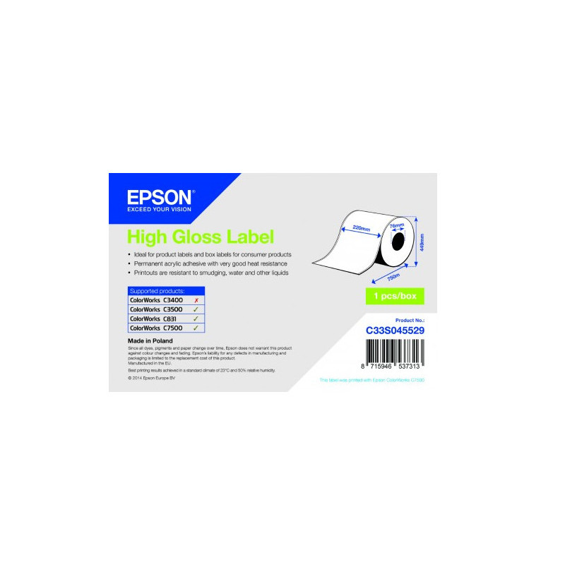 Epson C33S045529 tulostintarra Valkoinen