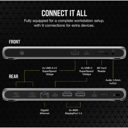 Corsair TBT100 Thunderbolt 3 40000 Mbit s Musta, Hopea