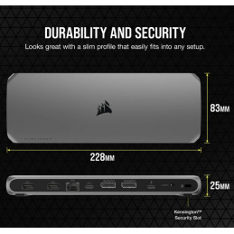 Corsair TBT100 Thunderbolt 3 40000 Mbit s Musta, Hopea