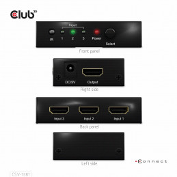 CLUB3D 3 to 1 HDMI™ 8K60Hz 4K120Hz Switch