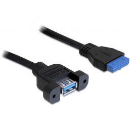 DeLOCK 0.5m USB 3.0 F F USB-kaapeli 0,5 m USB A IDC Musta