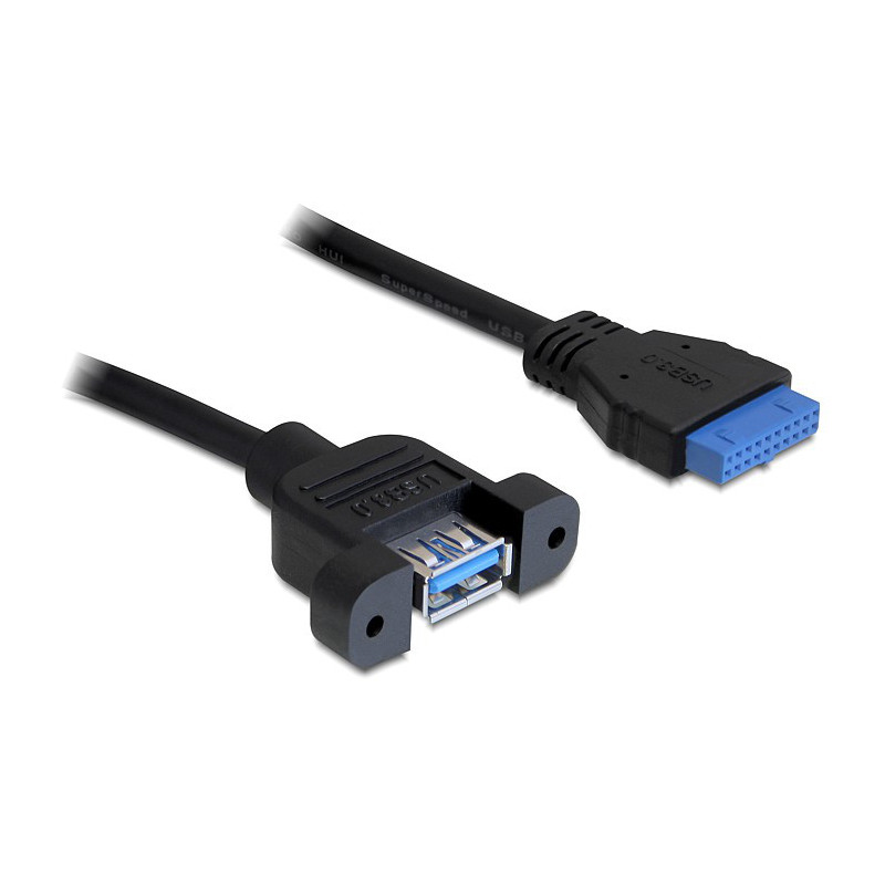 DeLOCK 0.5m USB 3.0 F F USB-kaapeli 0,5 m USB A IDC Musta