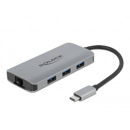 DeLOCK 63252 kannettavien tietokoneiden telakka ja porttitoistin Langallinen USB 3.2 Gen 1 (3.1 Gen 1) Type-C Harmaa