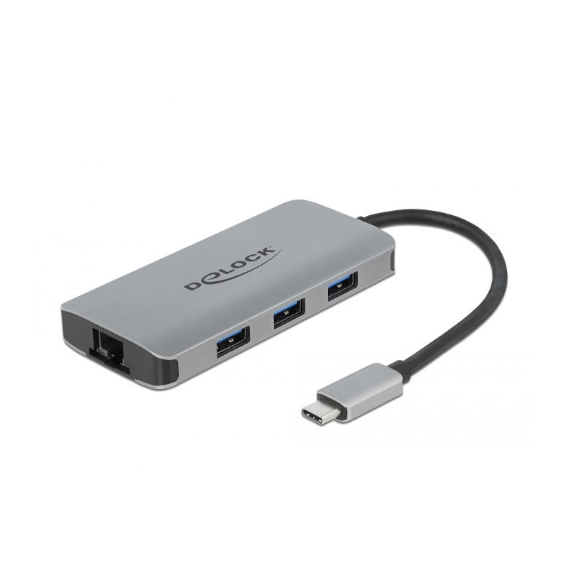 DeLOCK 63252 kannettavien tietokoneiden telakka ja porttitoistin Langallinen USB 3.2 Gen 1 (3.1 Gen 1) Type-C Harmaa