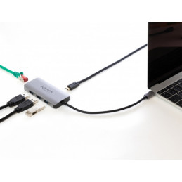 DeLOCK 63252 kannettavien tietokoneiden telakka ja porttitoistin Langallinen USB 3.2 Gen 1 (3.1 Gen 1) Type-C Harmaa