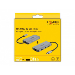 DeLOCK 63252 kannettavien tietokoneiden telakka ja porttitoistin Langallinen USB 3.2 Gen 1 (3.1 Gen 1) Type-C Harmaa