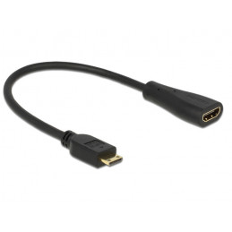 DeLOCK 0.23m mini-HDMI HDMI HDMI-kaapeli 0,23 m HDMI Type C (Mini) HDMI-tyyppi A (vakio) Musta