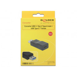 DeLOCK 65696 kaapelin sukupuolenvaihtaja USB 3.1 Gen 2 Type-A USB 3.1 Gen 2 Type-C Musta