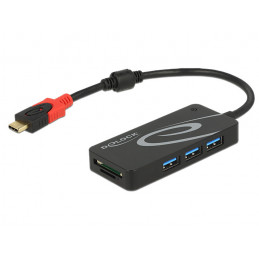 DeLOCK HUB USB 3.0 USB Type-C  3 Port extern USB 3.2 Gen 1 (3.1 Gen 1) Type-C 5000 Mbit s Musta
