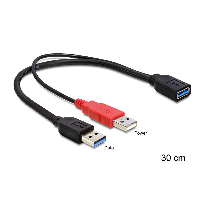 DeLOCK 83176 USB-kaapeli 0,3 m USB 3.2 Gen 1 (3.1 Gen 1) USB A 2 x USB A