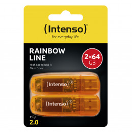 Intenso Rainbow Line 64GB Orange 2er USB-muisti USB A-tyyppi 2.0 Oranssi