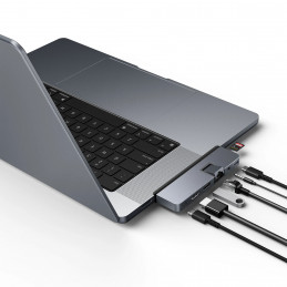 HYPER DUO PRO 7-in-2 USB-C Hub USB Type-C 104 Mbit s Harmaa