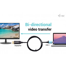 i-tec C31CBLDP8KBIDIR videokaapeli-adapteri 1,5 m DisplayPort USB Type-C Musta