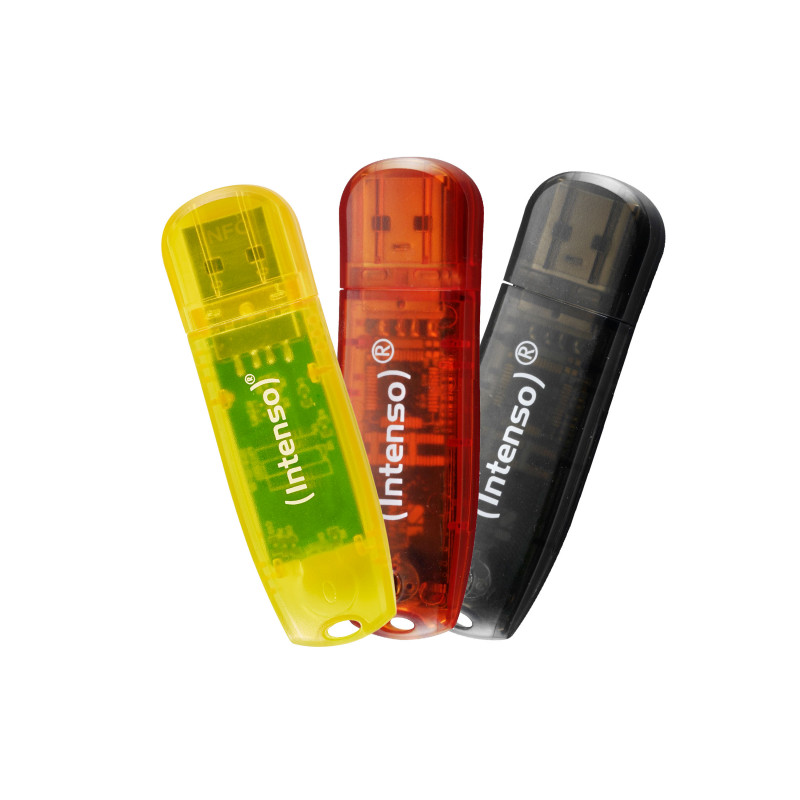 Intenso Rainbow 3x32GB Yellow Red Black USB-muisti USB A-tyyppi 2.0 Läpinäkyvä
