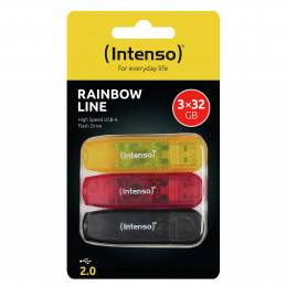 Intenso Rainbow 3x32GB Yellow Red Black USB-muisti USB A-tyyppi 2.0 Läpinäkyvä