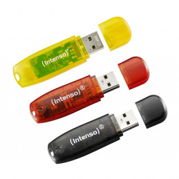 Intenso Rainbow 3x32GB Yellow Red Black USB-muisti USB A-tyyppi 2.0 Läpinäkyvä