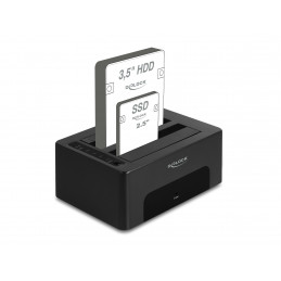 DeLOCK 64187 tallennusaseman kotelo HDD- SSD-kotelo Musta 2.5 3.5"