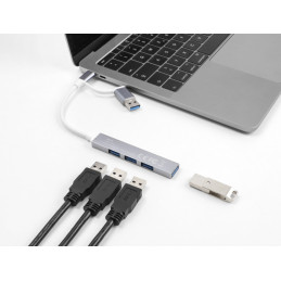 DeLOCK 64214 keskitin USB 3.2 Gen 1 (3.1 Gen 1) Type-A + Type-C 5000 Mbit s Hopea
