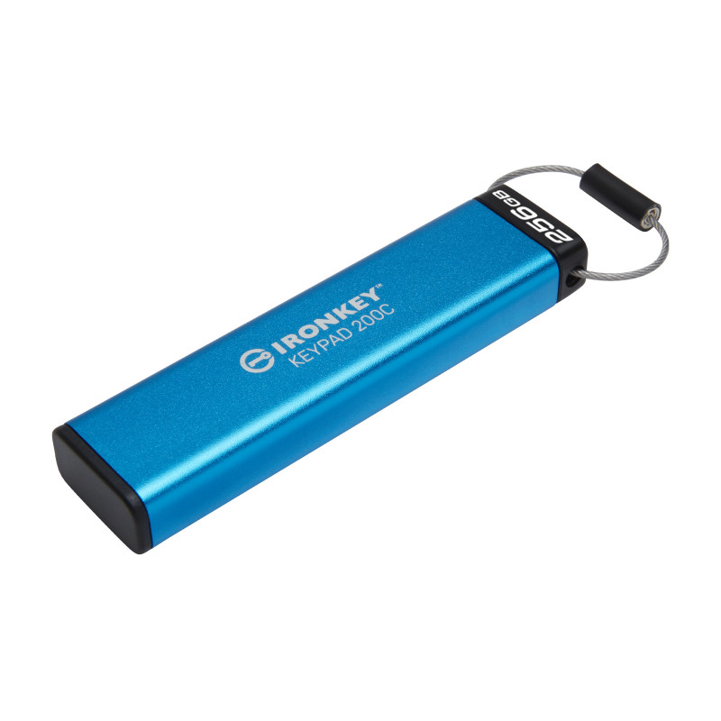 Kingston Technology IronKey Keypad 200 USB-muisti 256 GB USB Type-C 3.2 Gen 1 (3.1 Gen 1) Sininen