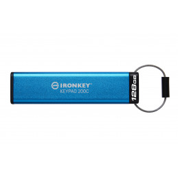 Kingston Technology IronKey Keypad 200 USB-muisti 128 GB USB Type-C 3.2 Gen 1 (3.1 Gen 1) Sininen