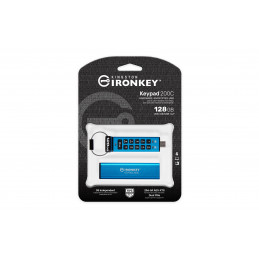 Kingston Technology IronKey Keypad 200 USB-muisti 128 GB USB Type-C 3.2 Gen 1 (3.1 Gen 1) Sininen