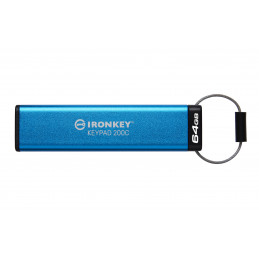 Kingston Technology IronKey Keypad 200 USB-muisti 64 GB USB Type-C 3.2 Gen 1 (3.1 Gen 1) Sininen