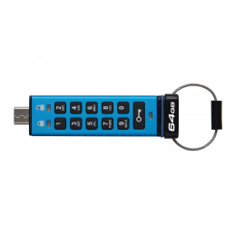 Kingston Technology IronKey Keypad 200 USB-muisti 64 GB USB Type-C 3.2 Gen 1 (3.1 Gen 1) Sininen