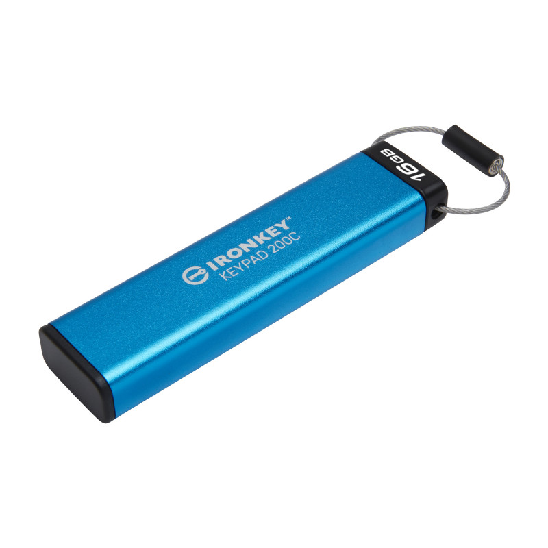 Kingston Technology IronKey Keypad 200 USB-muisti 16 GB USB Type-C 3.2 Gen 1 (3.1 Gen 1) Sininen