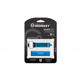 Kingston Technology IronKey Keypad 200 USB-muisti 16 GB USB Type-C 3.2 Gen 1 (3.1 Gen 1) Sininen