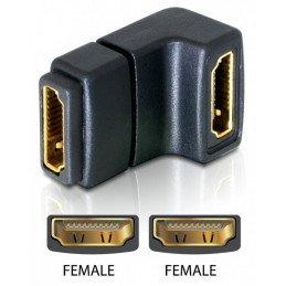 DeLOCK Adapter HDMI female  HDMI female 90° down HDMI 1.3 Musta
