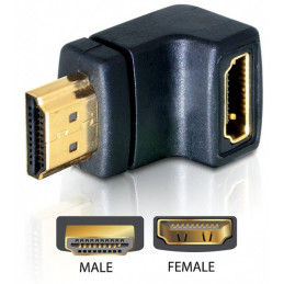 DeLOCK HDMI male  HDMI female 90° down HDMI 1.3 Musta