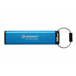 Kingston Technology IronKey Keypad 200 USB-muisti 32 GB USB Type-C 3.2 Gen 1 (3.1 Gen 1) Sininen