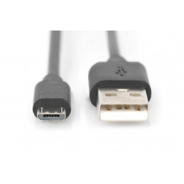 Digitus 1.8m, USB2.0-A USB2.0 micro-B USB-kaapeli 1,8 m USB A Micro-USB B Musta