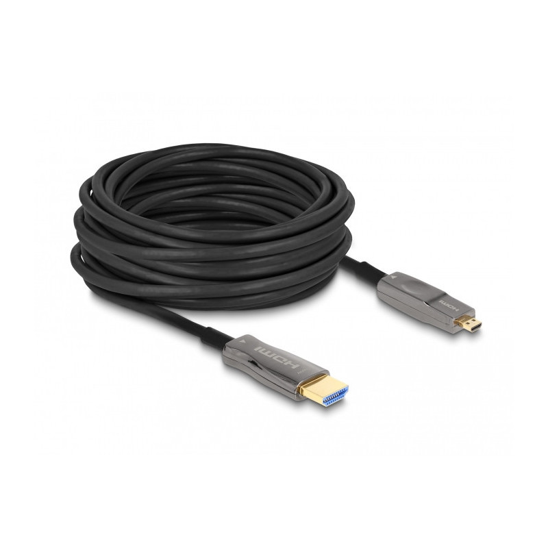 DeLOCK 86010 HDMI-kaapeli 30 m HDMI-tyyppi A (vakio) HDMI-tyyppi D (mikro) Musta, Harmaa