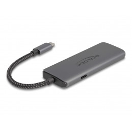 DeLOCK 87804 kannettavien tietokoneiden telakka ja porttitoistin Langallinen USB 3.2 Gen 1 (3.1 Gen 1) Type-C Harmaa