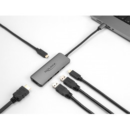 DeLOCK 87804 kannettavien tietokoneiden telakka ja porttitoistin Langallinen USB 3.2 Gen 1 (3.1 Gen 1) Type-C Harmaa
