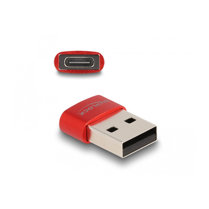 DeLOCK 60050 kaapelin sukupuolenvaihtaja USB C USB A Punainen
