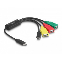 DeLOCK 64203 kaapelin sukupuolenvaihtaja USB Type-C 3 x USB-A female + 1 x USB-C Monivärinen