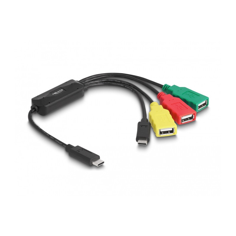 DeLOCK 64203 kaapelin sukupuolenvaihtaja USB Type-C 3 x USB-A female + 1 x USB-C Monivärinen