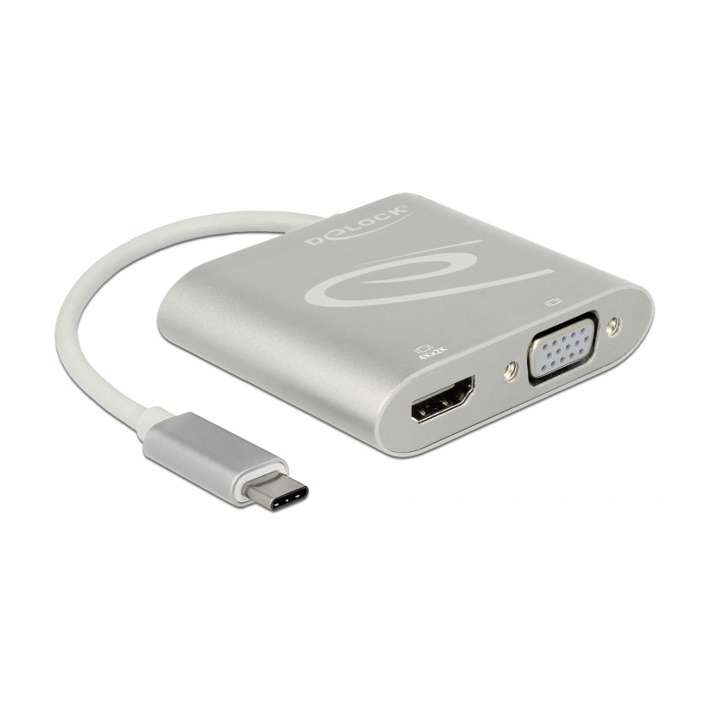 DeLOCK 87705 videokaapeli-adapteri 0,15 m USB Type-C HDMI + VGA (D-Sub) Hopea