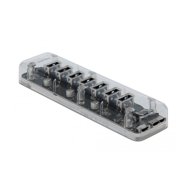 DeLOCK 64088 keskitin USB 3.2 Gen 1 (3.1 Gen 1) Micro-B 5000 Mbit s Läpinäkyvä