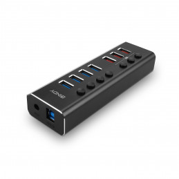 Lindy 4 Port USB 3.0 Hub with 3 Quick Charge 3.0 Ports USB 3.2 Gen 1 (3.1 Gen 1) Type-B 5000 Mbit s Musta