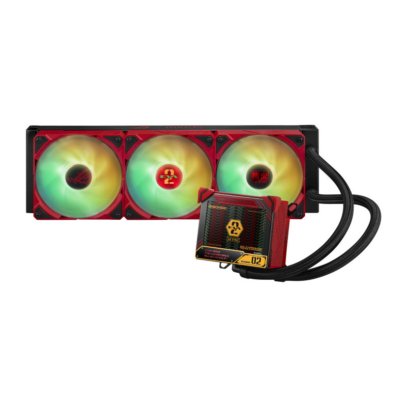ASUS ROG RYUJIN III 360 ARGB EVA-02 EDITION Tietokonekotelo All-in-one-nesteenjäähdytin 12 cm Musta, Punainen