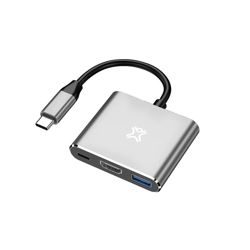 XtremeMac XWH-HUB3-13 kannettavien tietokoneiden telakka ja porttitoistin USB Type-C Hopea