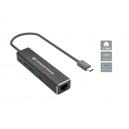 Conceptronic ABBY14B kannettavien tietokoneiden telakka ja porttitoistin Langallinen USB 3.2 Gen 1 (3.1 Gen 1) Type-C Harmaa