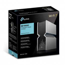 TP-Link Archer BE800 langaton reititin Multi-Gigabit Ethernet Kolmikaista (2,4 GHz 5 GHz 6 GHz) Musta, Ruostumaton teräs