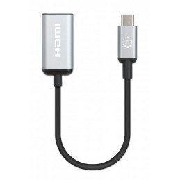 Manhattan 153706 videokaapeli-adapteri 0,15 m USB Type-C HDMI Musta, Hopea