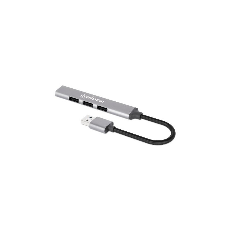 Manhattan 168427 keskitin USB 3.2 Gen 1 (3.1 Gen 1) Type-A 5000 Mbit s Harmaa